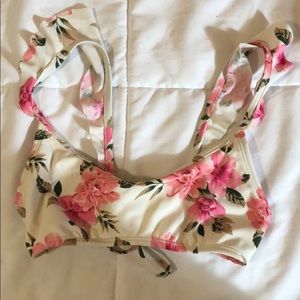 gianni bini pink and white floral bikini top